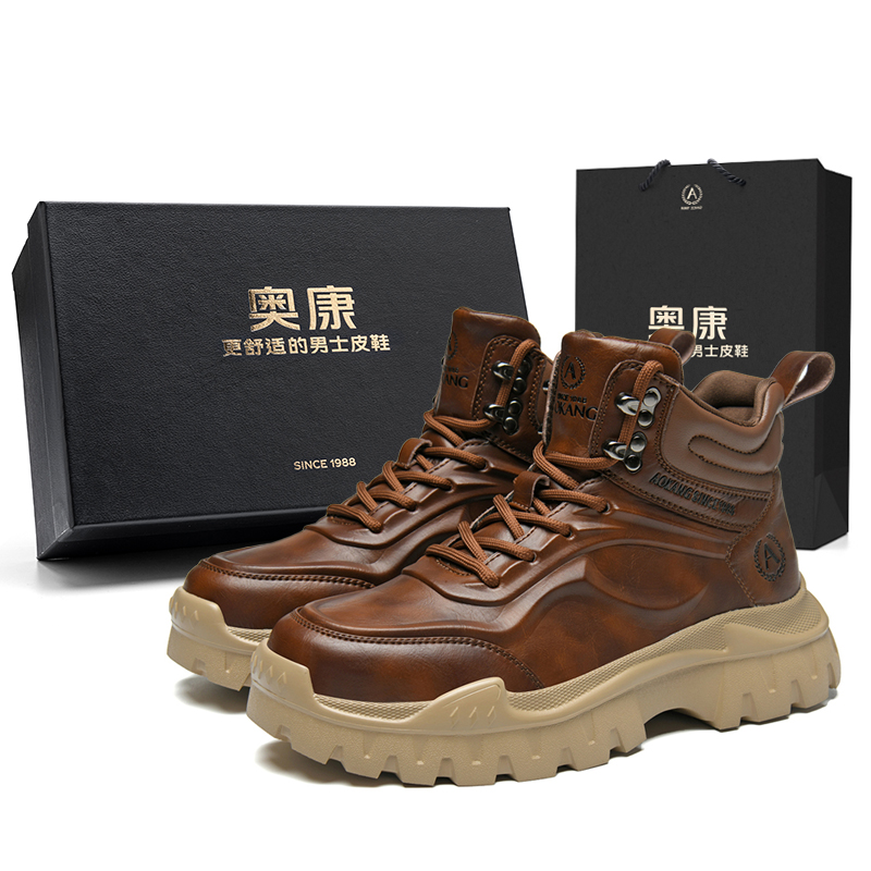 

Короткие мужские ботинки Martin 4,5 см AOKANG, Red Brown Box
