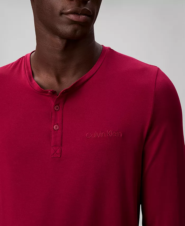 Мужская футболка для сна с воротником хенли Calvin Klein, красный — фото 4