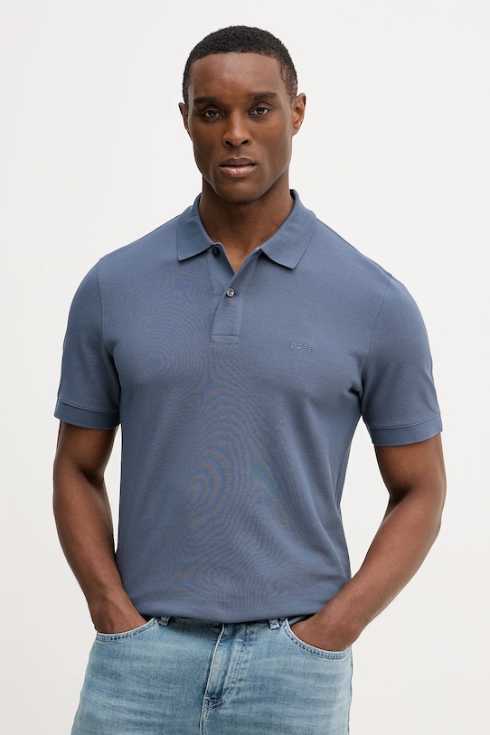 

Хлопковая рубашка-поло pallas BOSS, синий