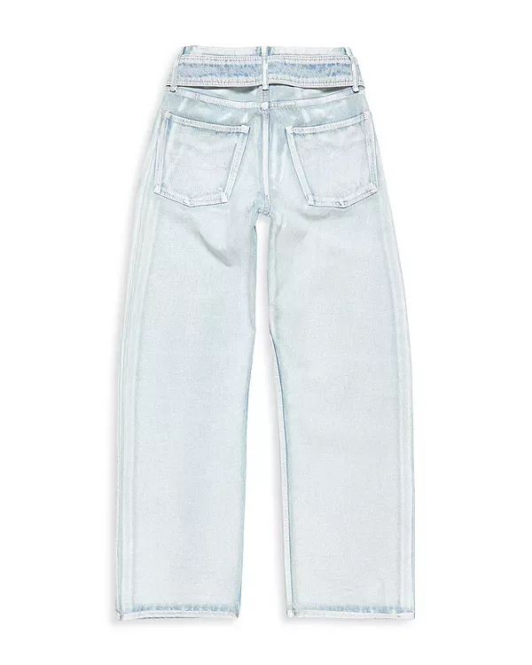 Джинсы прямого кроя с поясом, сине-белые Acne Studios, Blue/White — фото 2