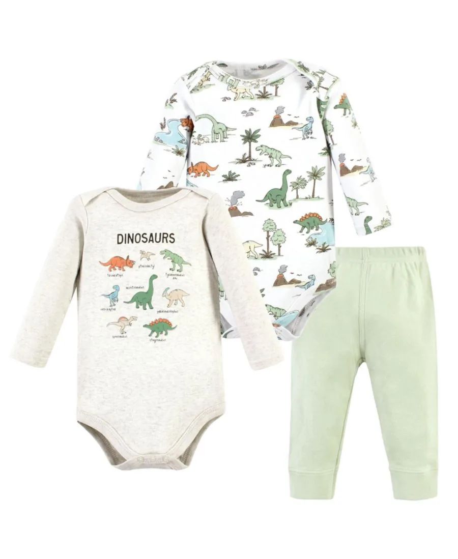Коллекция хлопковых боди и брюк Hudson Baby, Dinosaur Adventures Long-Sleeve