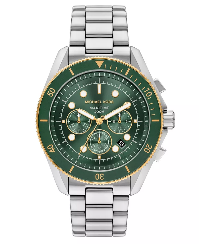 

Мужские морские часы-хронограф из нержавеющей стали серебристого цвета, 45 мм Michael Kors