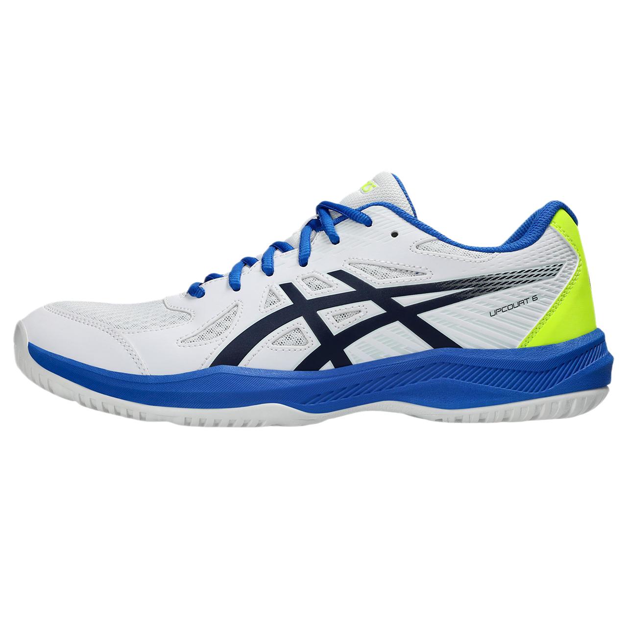 

ASICS Кроссовки для бадминтона Gel Upcourt 6 с противоскользящим покрытием, низкие, мужские, белые, синие
