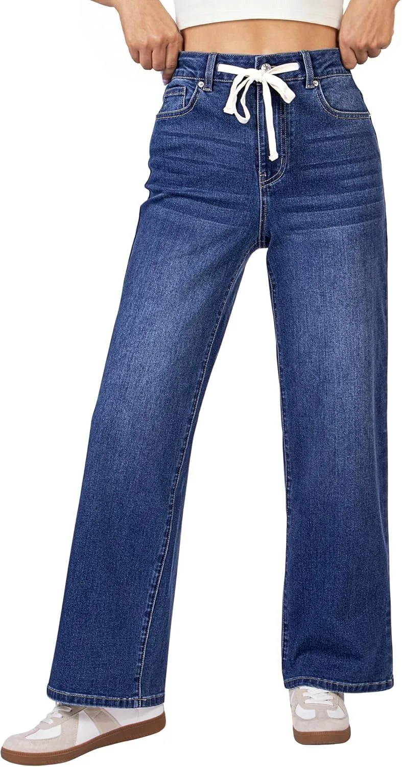 

Luvamia широкие джинсы женские High Waisted с завязками