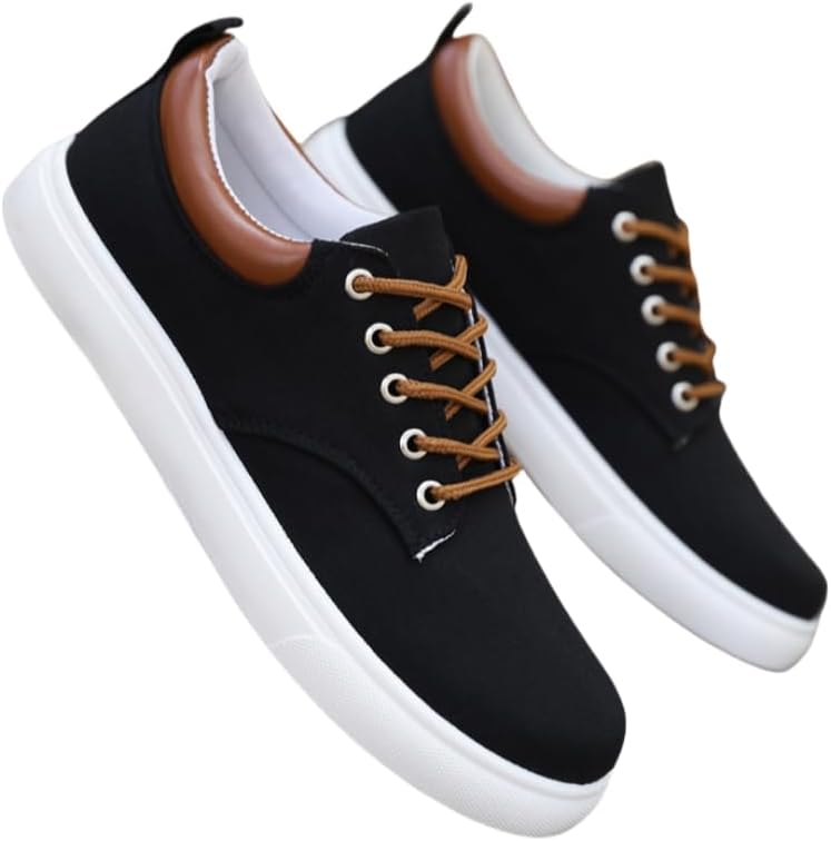 

Мужские модные кеды однотонного цвета, удобные повседневные кроссовки на шнуровке с противоскользящей подошвой из дышащего материала, подходят для активного отдыха на открытом воздухе Hoalox, черный