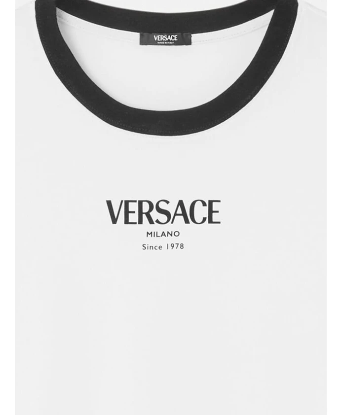 Футболка из эластичного вискозного трикотажа Versace, белый — фото 3