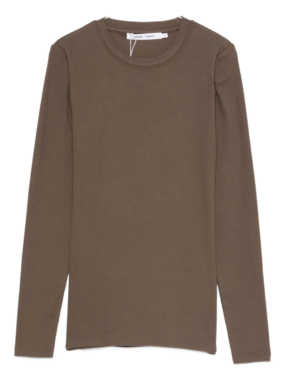 

Футболка из мелкой резинки Samsoe Samsoe, коричневый