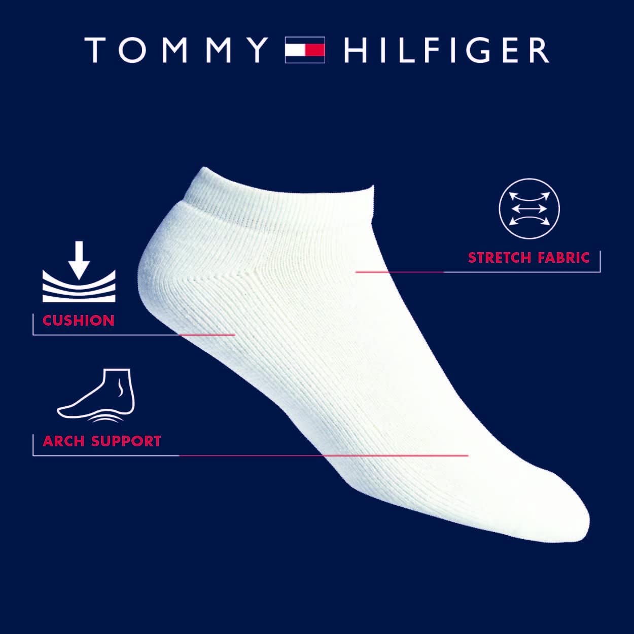 Мужские спортивные носки Tommy Hilfiger - носки с низкой посадкой (6 шт.), Black Solid — фото 3