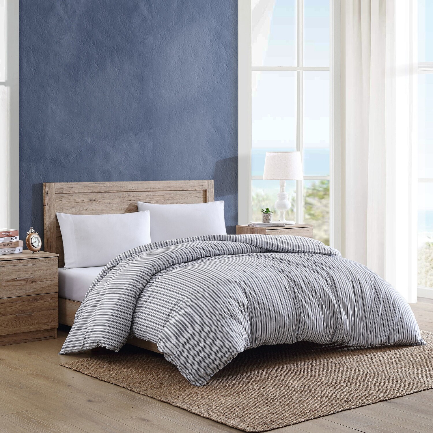 

Nautica Coleridge Темно-серый пододеяльник King в полоску, цвет Grey Heather