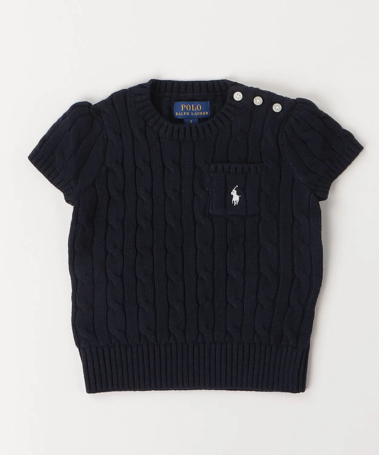 Свитер с коротким рукавом, хлопковый, Ralph Lauren, тёмно-синий — фото 3