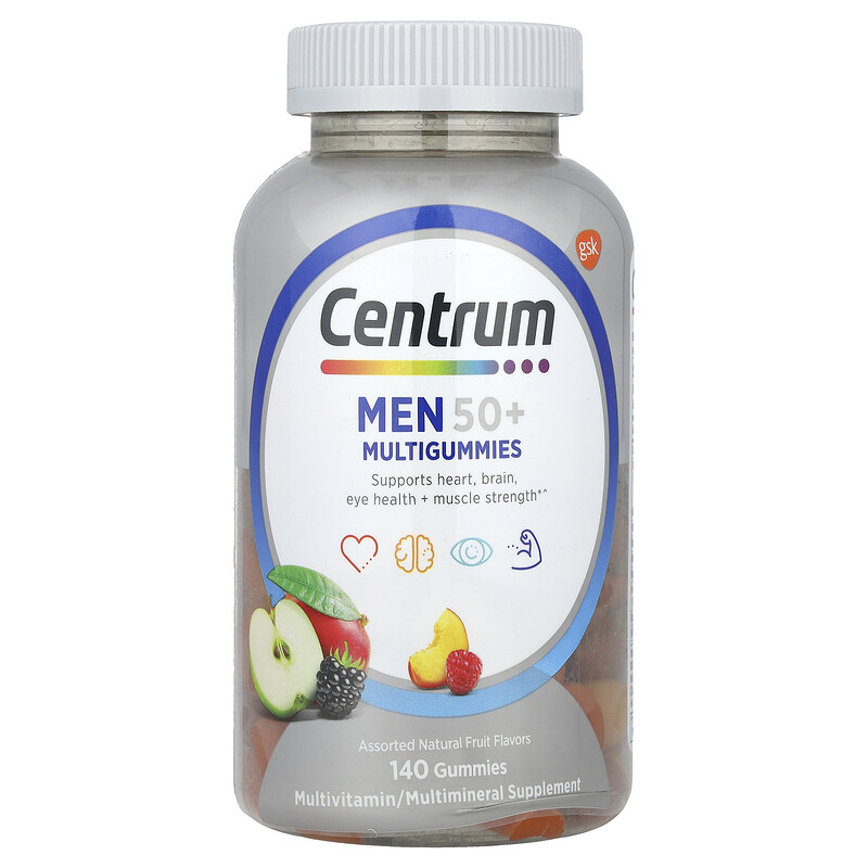 

Centrum, Мультивитамины для мужчин старше 50, натуральное фруктовое ассорти, 140 жевательных таблеток