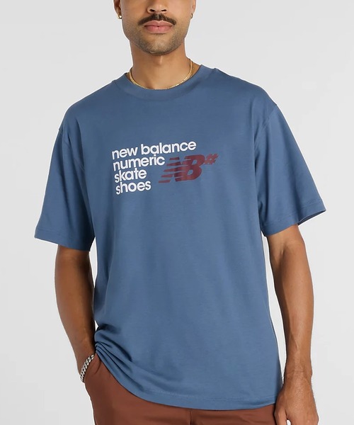 

Футболка с коротким рукавом, цифровым рисунком и логотипом New Balance, индиго-синий