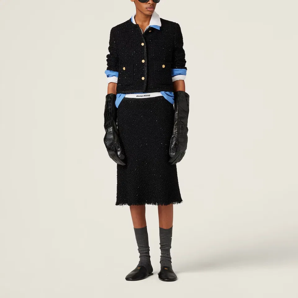 Укороченная куртка на пуговицах MIU MIU, Black — фото 3