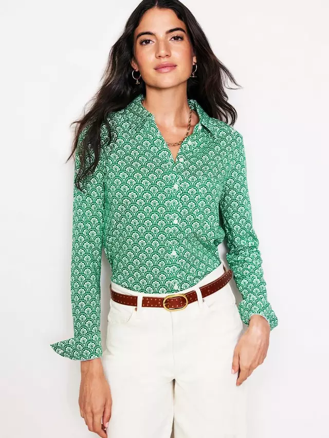 

Рубашка Boden Boden Amelia Floral Trellis Jersey, цвет green/white