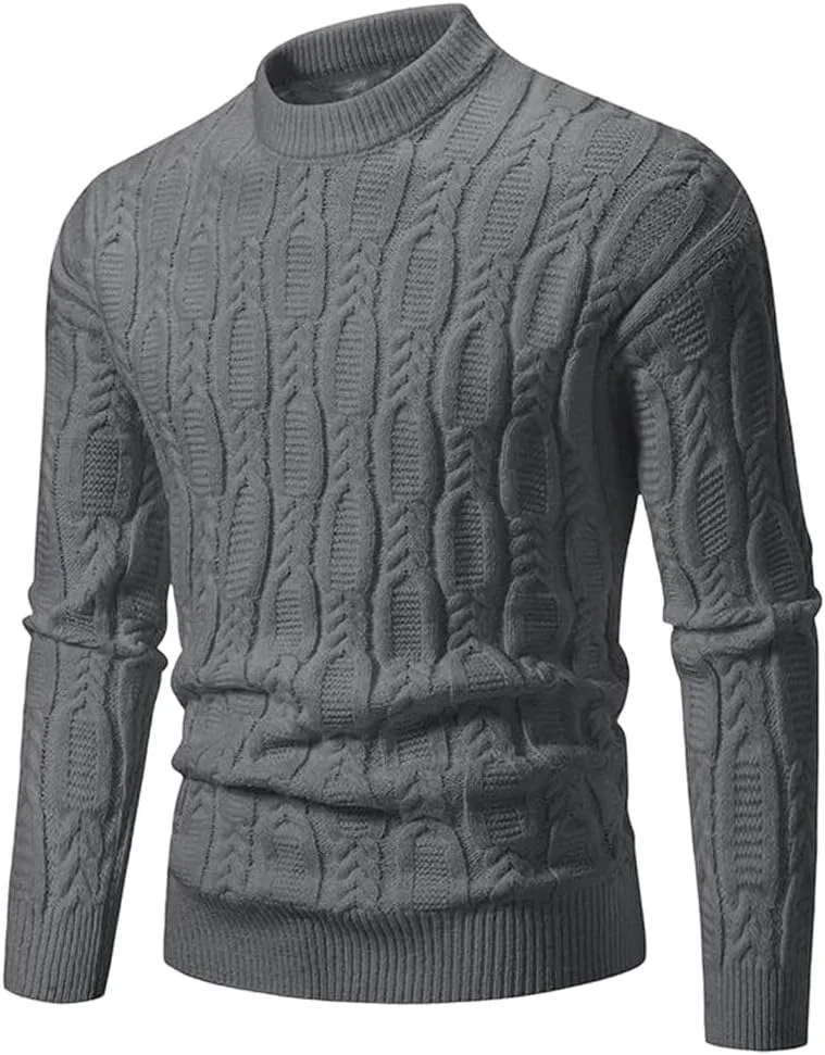 

Мужской зимний свитер с длинным рукавом и круглым вырезом