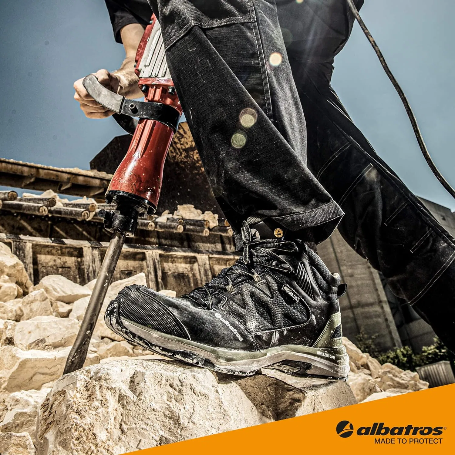 ALBATROS ULTRATRAIL Оливковые рабочие ботинки CTX MID, защитная обувь, защита от электростатического разряда S3 ESD HRO SRC, защита от проникновения электростатического разряда, нескользящая поверхность, термостойкие, без металла, веганские, уни... — фото 2