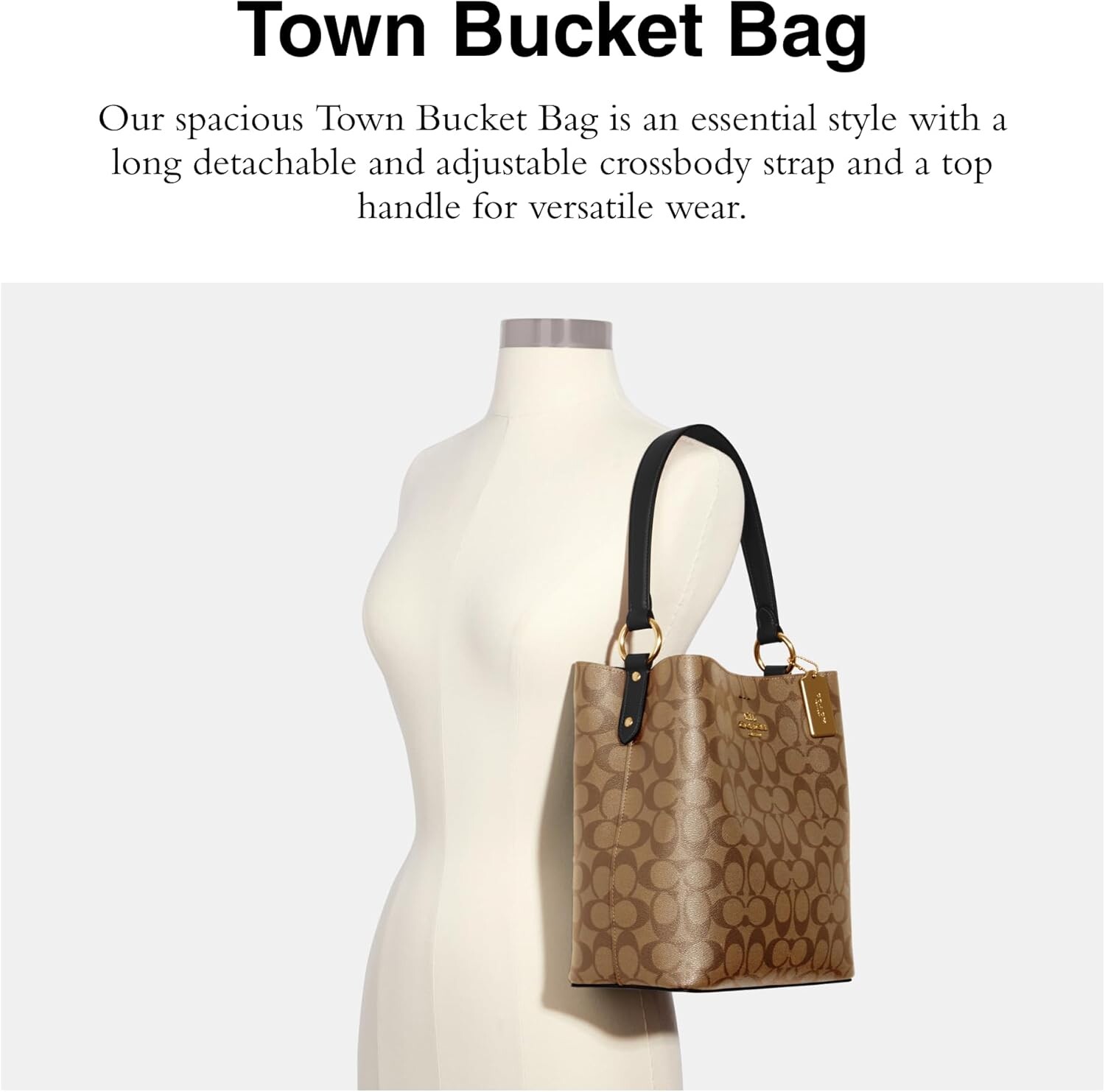 Сумка-ведро COACH Town, цвет хаки черный
