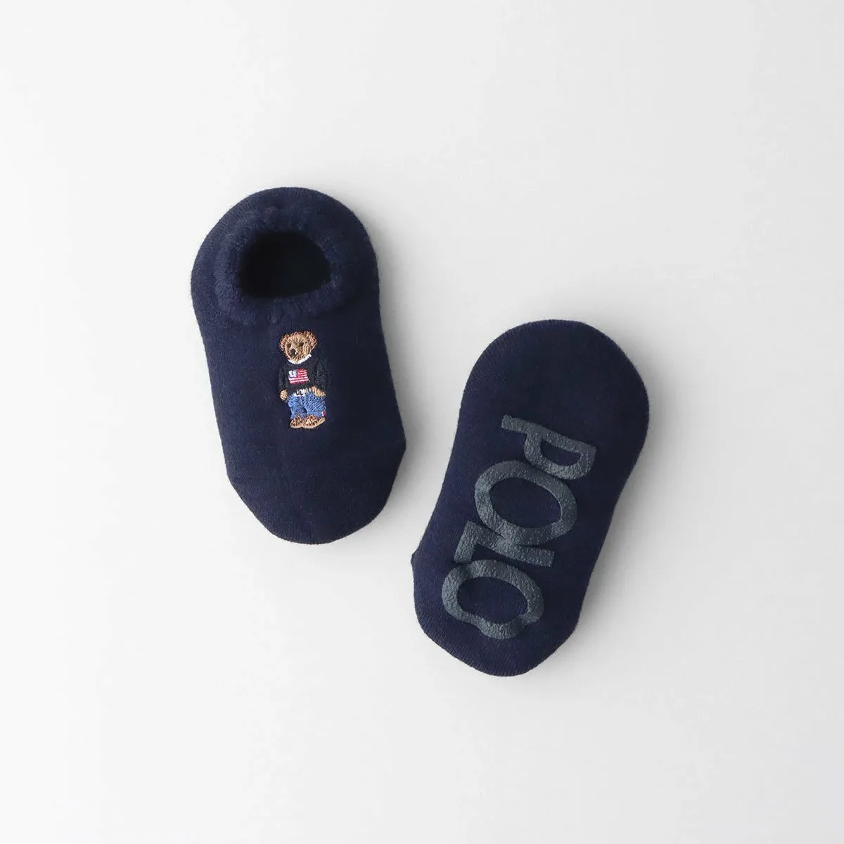 Детские носки Flag Bear Clam Pile Room с нескользящей подошвой Polo Ralph Lauren, 68. Navy