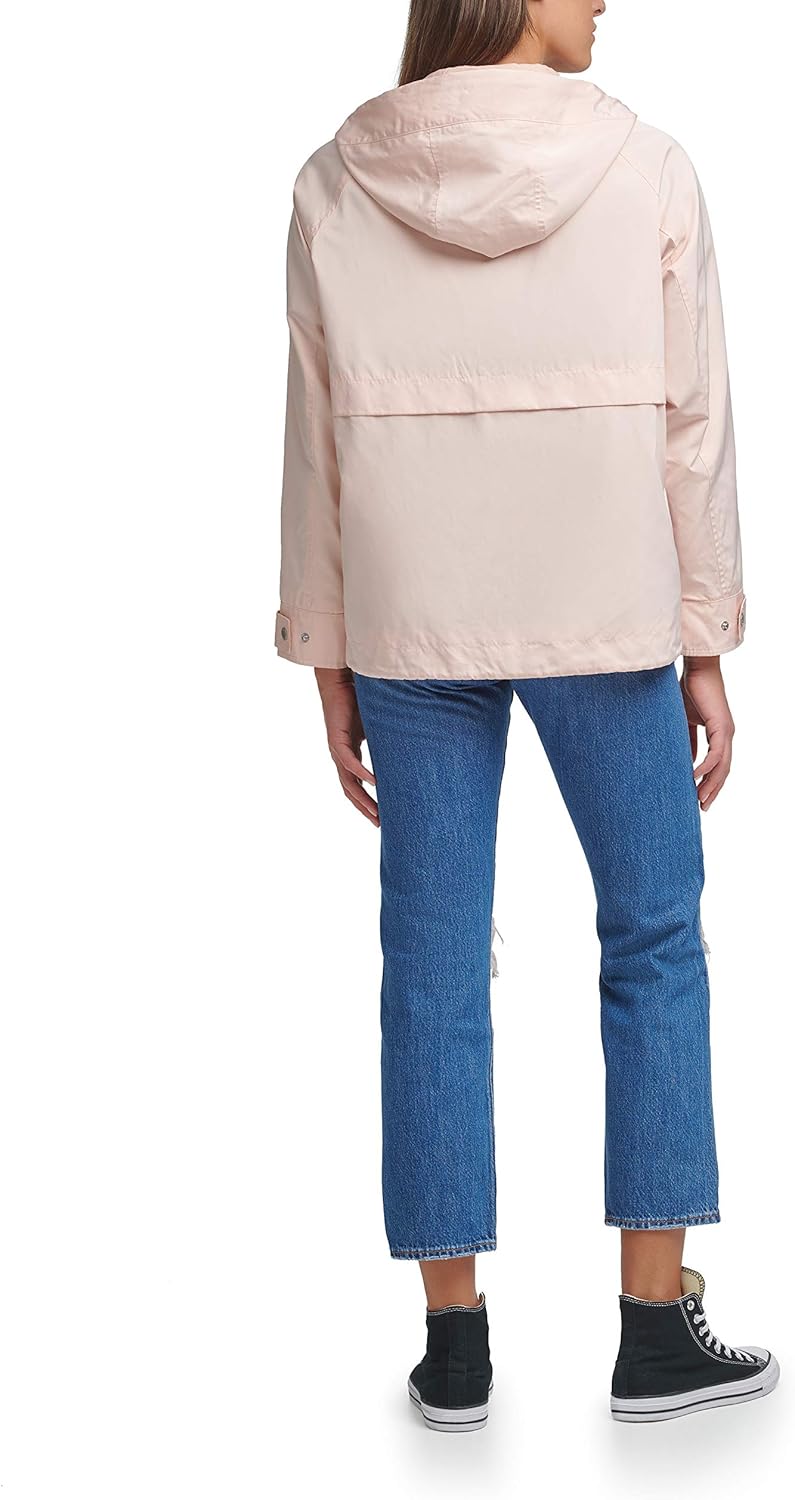 Женская куртка-дождевик Levi's с капюшоном из нейлона на молнии, пыльная роза — фото 3