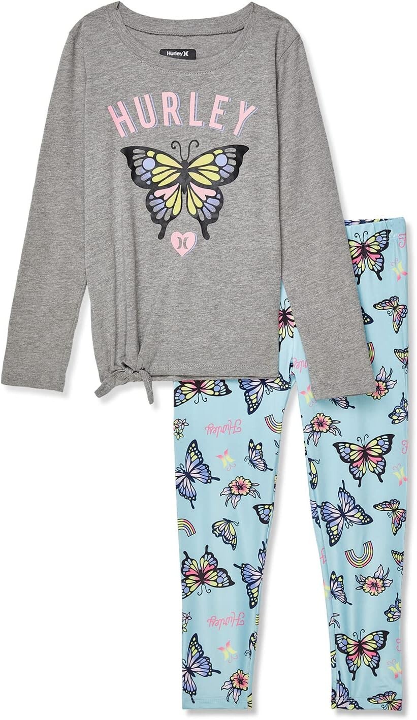 

Детский набор Hurley Long Sleeve Top & Leggings Set, цвет Seafoam Blue