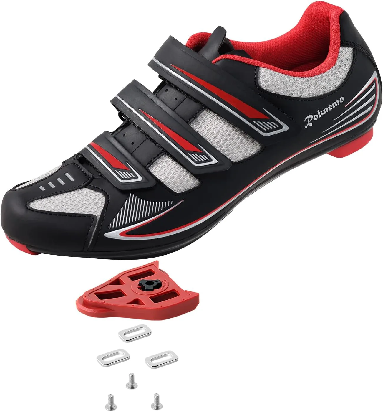 

Унисекс велосипедные туфли размер 14, совместимые с Peloton - мужские спин-туфли с креплениями Look Delta - для домашних шоссейных велотренажеров с SPD зажимами Roknemo, черно-белый