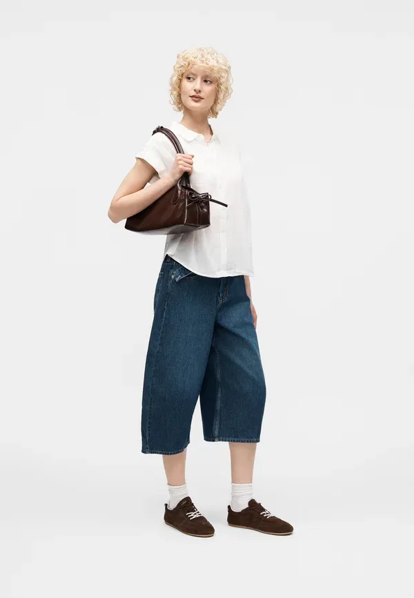Шорты-джинсы с поясом-кулиской Gap vera denim, темно-синий деним — фото 2