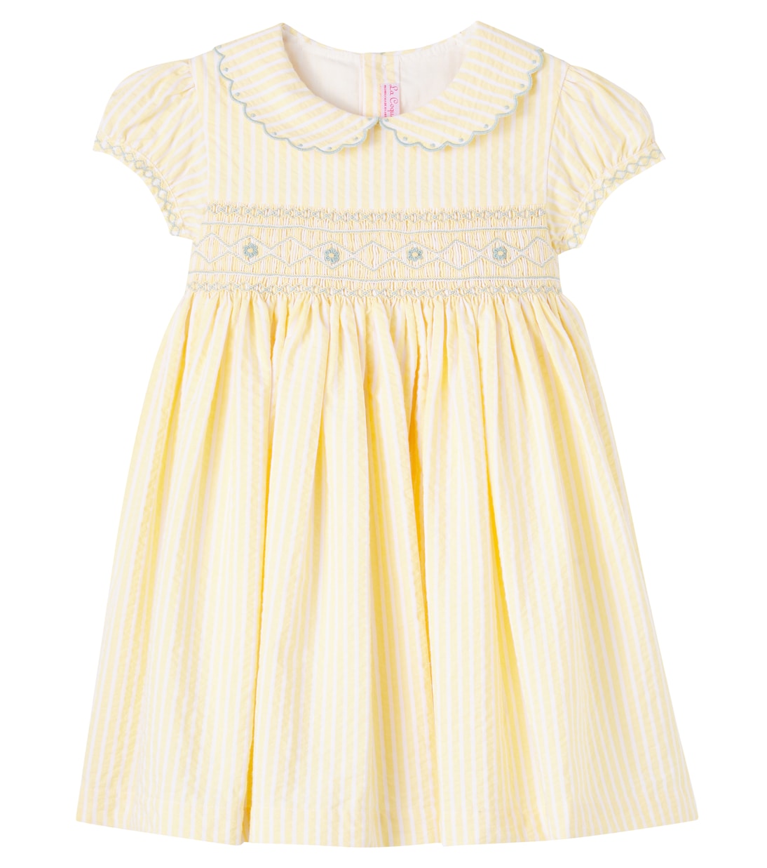 

Полосатое платье из хлопкового пике с буфами La Coqueta, Lemon Stripe