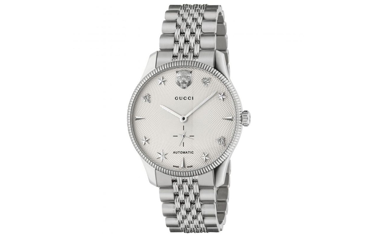 

G-Timeless коллекция наручные часы механический механизм браслет из нержавеющей стали серебристый циферблат женские часы GUCCI, Brand-New Out of Warranty