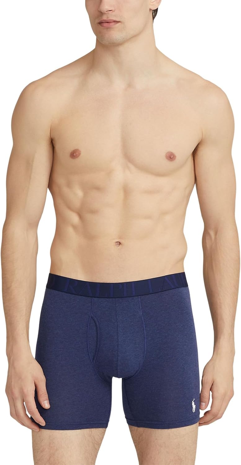 Мужские трусы-боксеры классического кроя POLO RALPH LAUREN, комплект из 3 пар, Spring Navy Heather/Andover Heather/Indigo Player Camo — фото 2