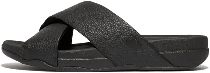 Мужские сандалии Fitflop Surfer из зернистой кожи с перекрестным плетением, Black