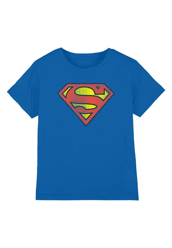 Футболка Cotton Soul Dc retro supes logo distressed print t-shirt, королевский синий