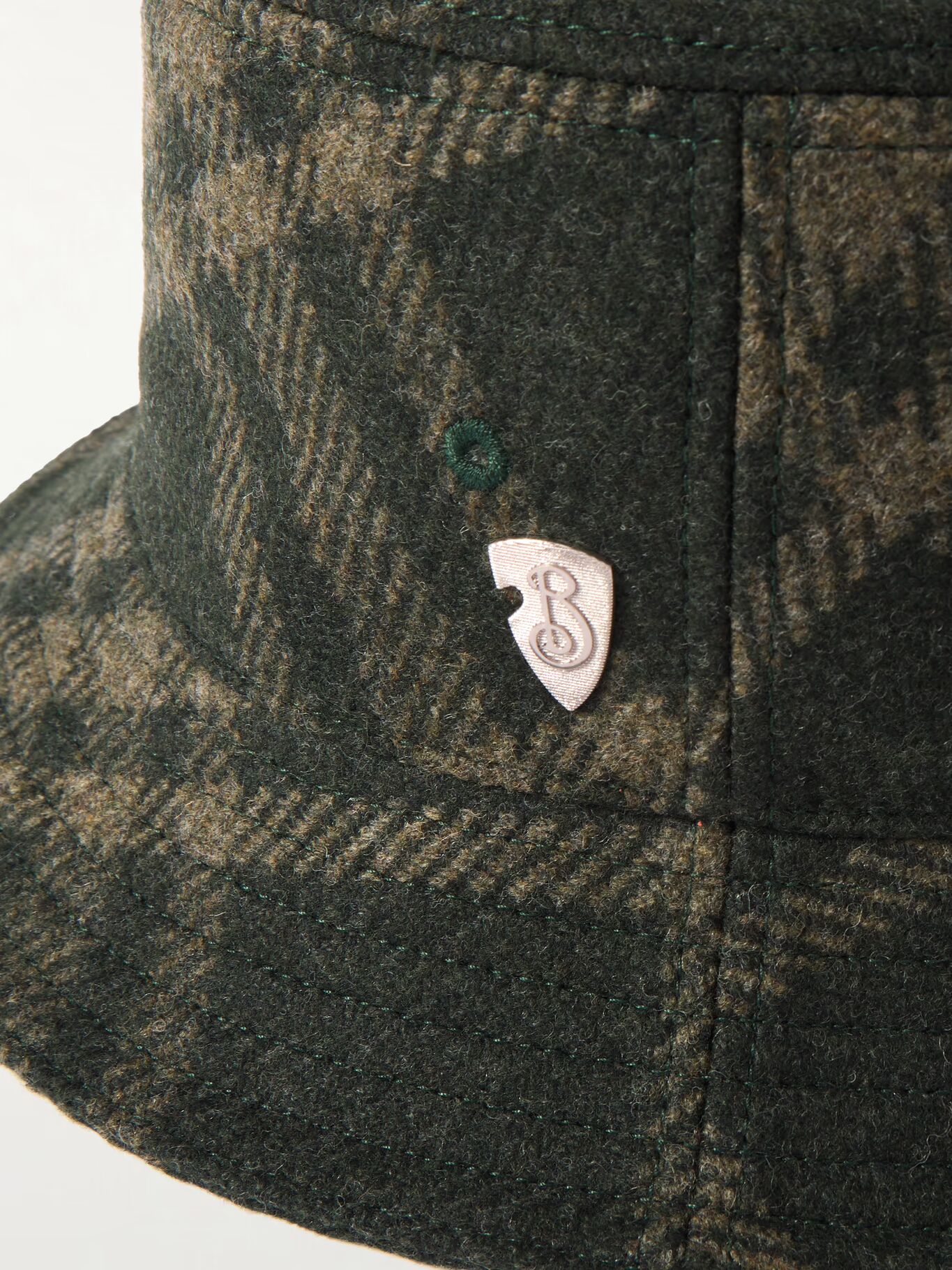 

Клетчатая шляпа-панама из шерсти с начесом и логотипом BURBERRY, зеленый