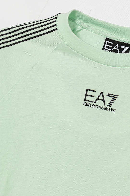 Детская хлопковая футболка Ea7 Emporio Armani, зеленый — фото 3