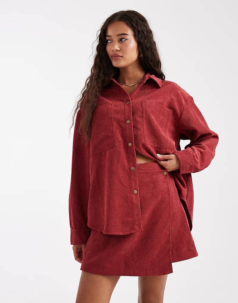 

Юбка-накидка ASOS DESIGN из вельвета вишневого цвета