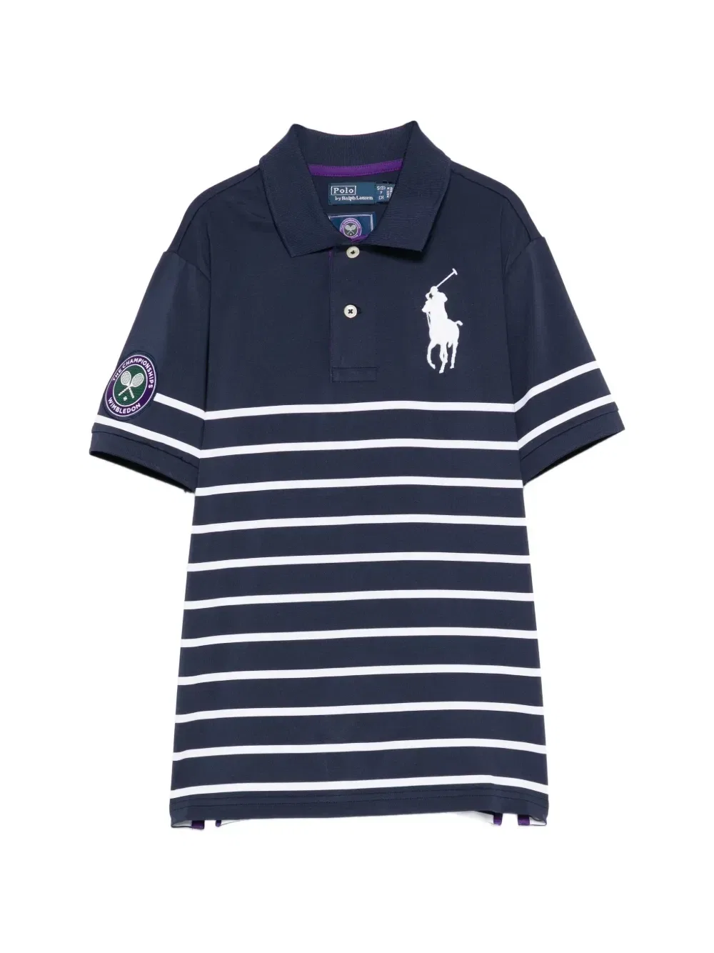 Рубашка-поло в полоску с вышивкой логотипа Polo Ralph Lauren Kids, синий