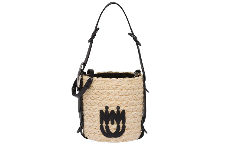 

Кожаная сумка через плечо с соломкой, кроссбоди, женская повседневная сумка, цвет таун/блэк MIU MIU, basic set (bag+dust bag)