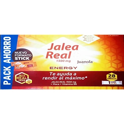 

Royal Jelly Energy 1500 мг 28 пакетиков по 10 мл - Упаковка из 28 штук Juanola