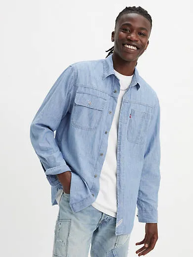 

Темно-рыжая рабочая рубашка с длинными рукавами Levi's, синий