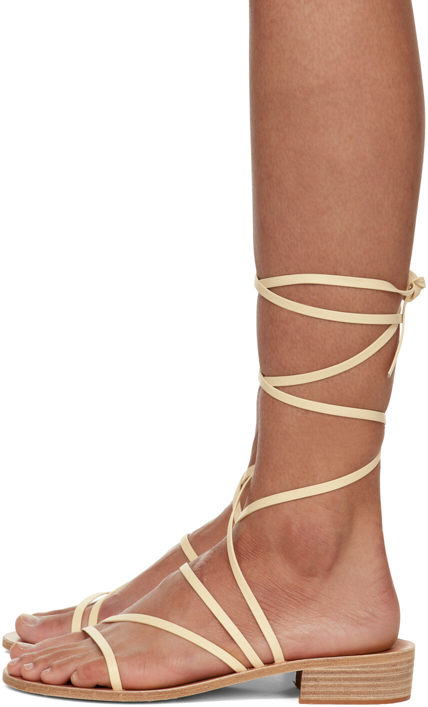 Кремового цвета босоножки на каблуке Hara Ancient Greek Sandals — фото 3