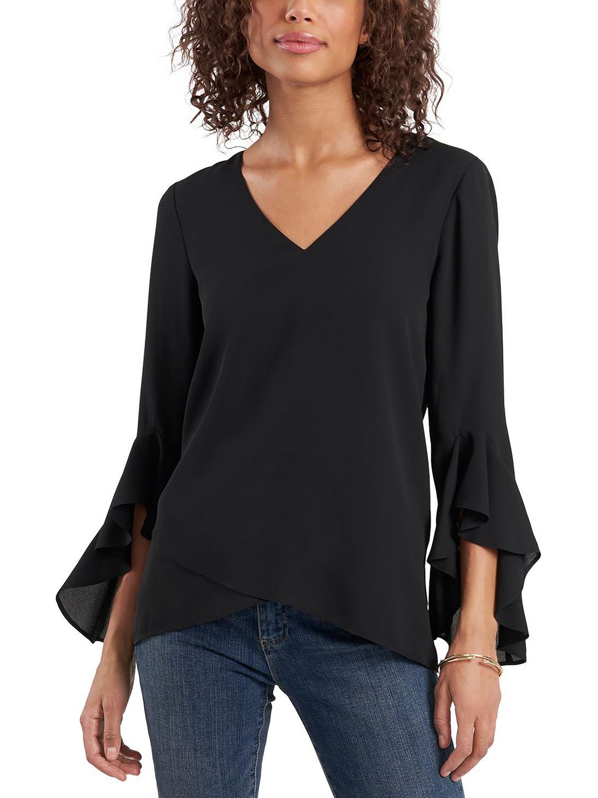 

Женская шифоновая блузка с V-образным вырезом Vince Camuto, цвет rich black