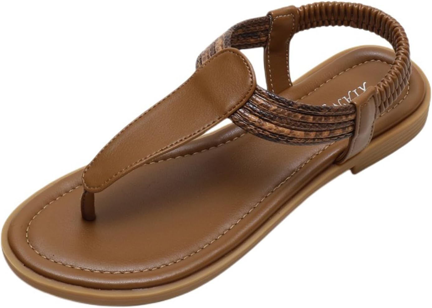 

Женские плоские сандалии Лето T-ремешок Пешие сандалии Лето Удобные вечерние сандалии-вьетнамки, пляжные слипоны для ходьбы, комфорт на весь день Generic, коричневый