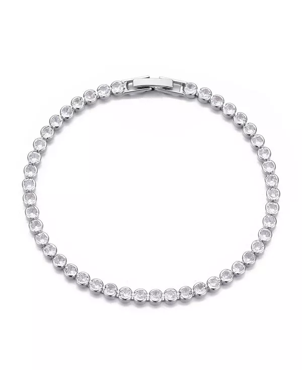 

Теннисный браслет с серебряным кристаллом и безелем Adornia, silver