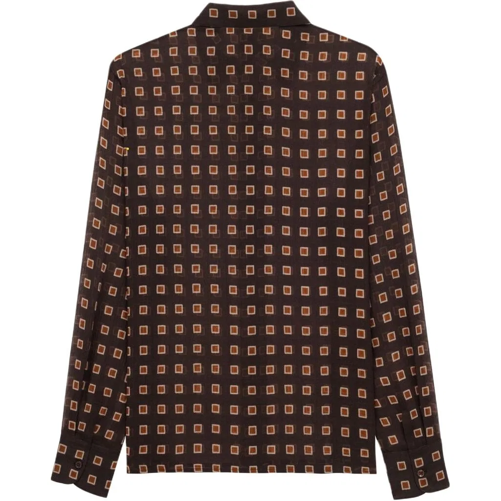 Рубашка с принтом Squared SAINT LAURENT кофе — фото 3