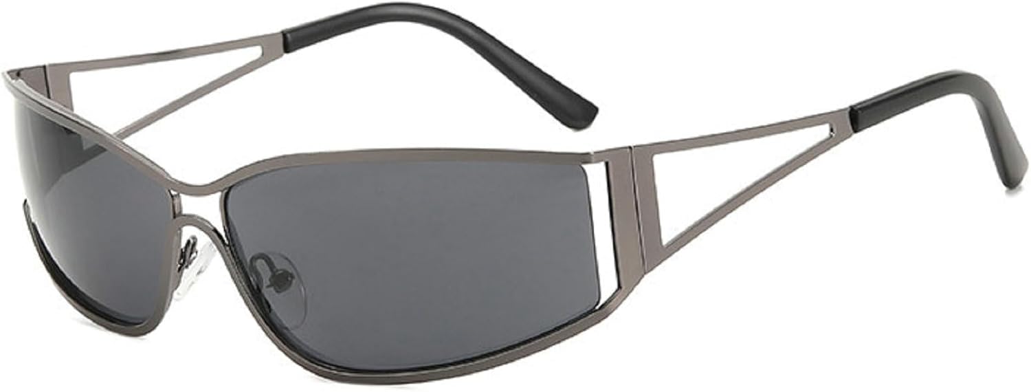 

Солнцезащитные очки Y2k для женщин и мужчин, большие солнцезащитные очки с градиентным переходом, панк-очки, солнцезащитные очки, металлические зеркальные очки N45 mincl, Gray