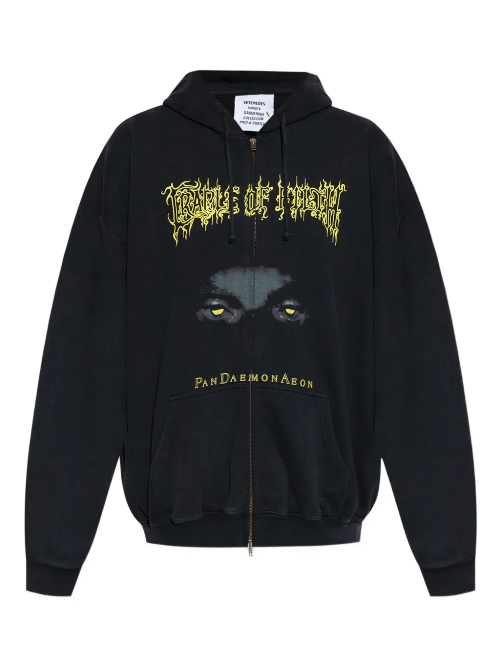 

Худи на молнии с графичным принтом VETEMENTS, черный