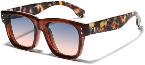 

Квадратные мужские солнцезащитные очки с заклепками, защита от УФ-излучения UV400, ретро-градиентные солнцезащитные очки для женщин, модные солнцезащитные очки MTZJH, Brown Blue Pink