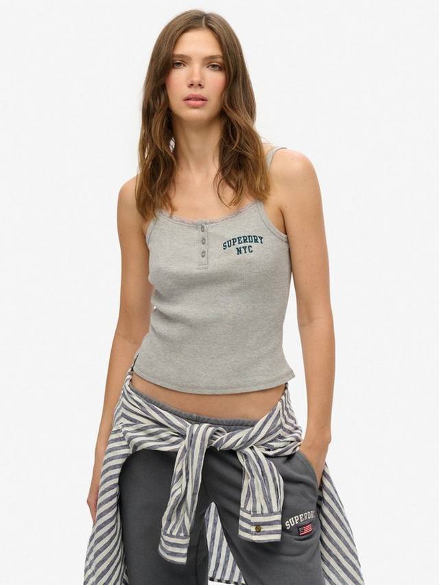 

Топ-ками Athletic Essentials с вышивкой и пуговицами Superdry, Grey Marl