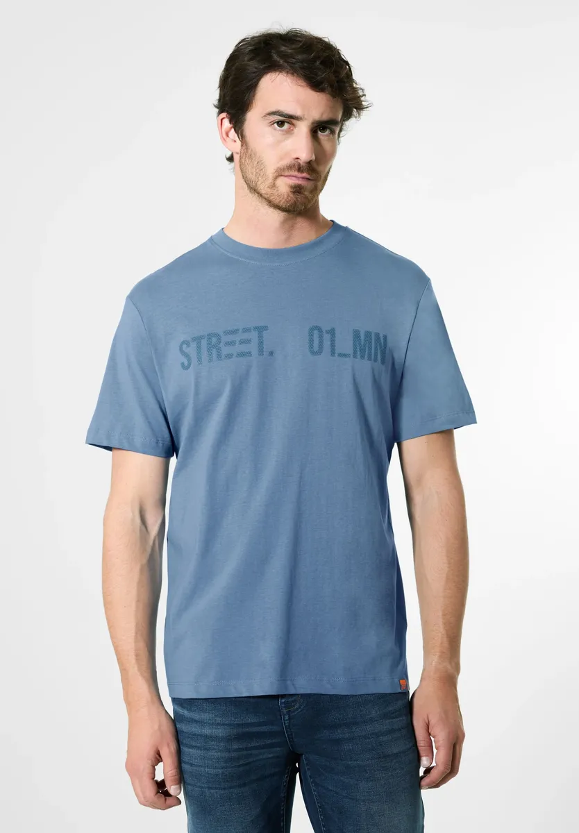 

Футболка STREET ONE MEN из трикотажа однотонного цвета, голубой