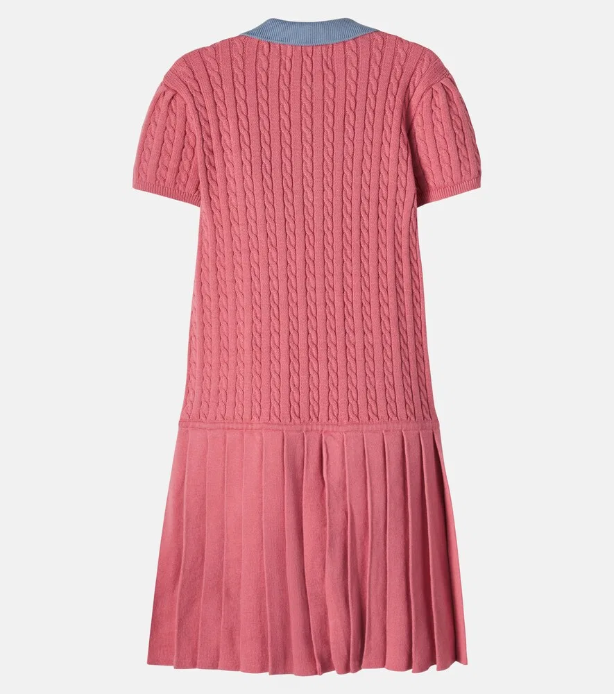 Хлопковое платье крупной вязки Polo Ralph Lauren Kids, розовый — фото 2