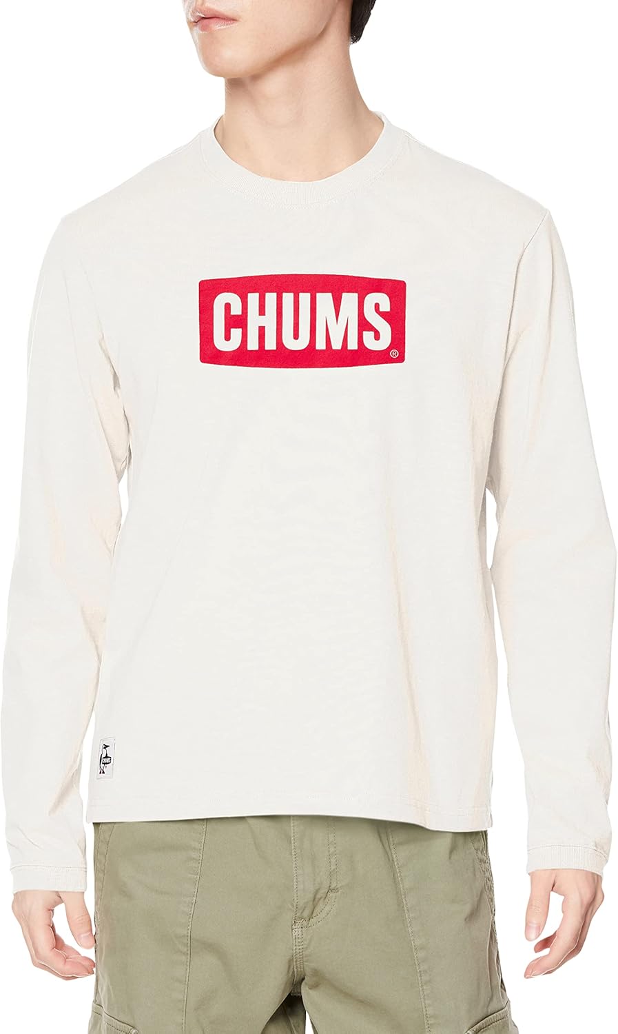 

Мужская футболка с длинным рукавом и логотипом Chums, белый/красный